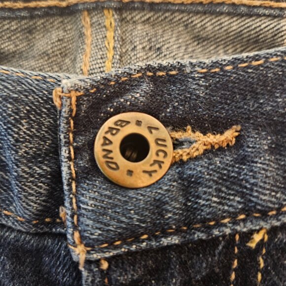 Lucky Brand Mens 121 Heritage Slim Jean 34 x 34 Indigo Dark Wash Zip Fly Stretch - Picture 5 of 10